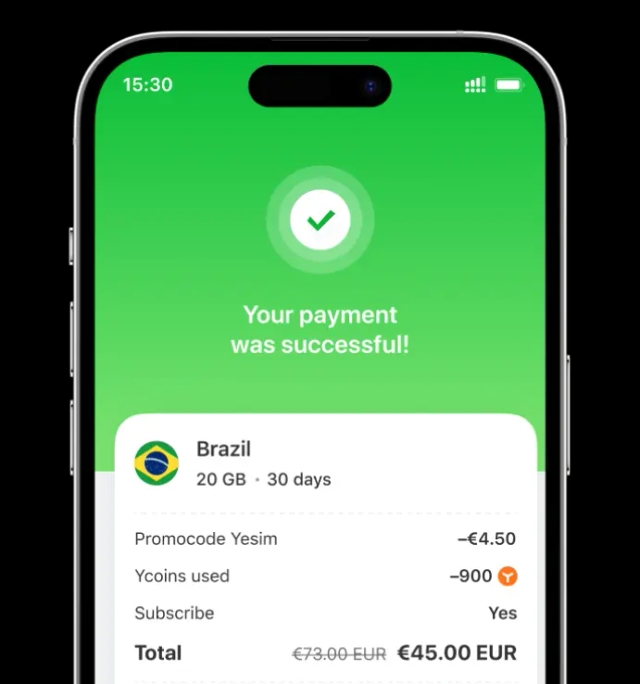 Bildschirm zum Kaufprozess der eSIM-Karte 3