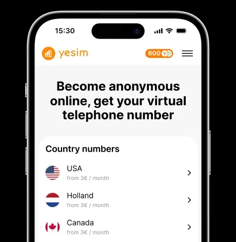 eSIM application from Yesim screen 1